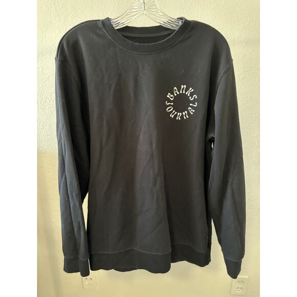 Banks Journal Organic Cotton Sweatshirt Pullover Mens Size Medium Black - Picture 1 of 3